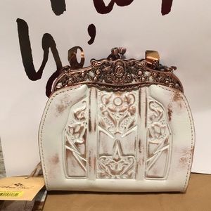 Vintage White and Bronze Women's Bag